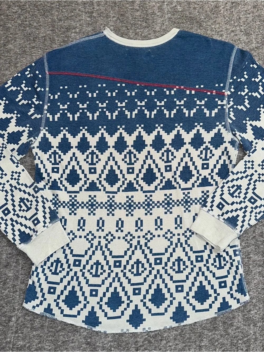 Volcom Nordic Stone Thermal Shirt Blue Gray Men's L Long Sleeve Waffle Knit